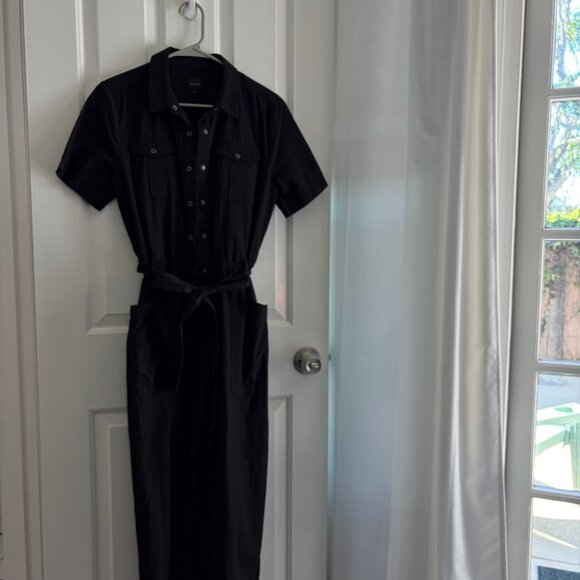 Nique Black Utility Linen-Blend Short Sleeve Jumpsuit - Picture 3 of 3